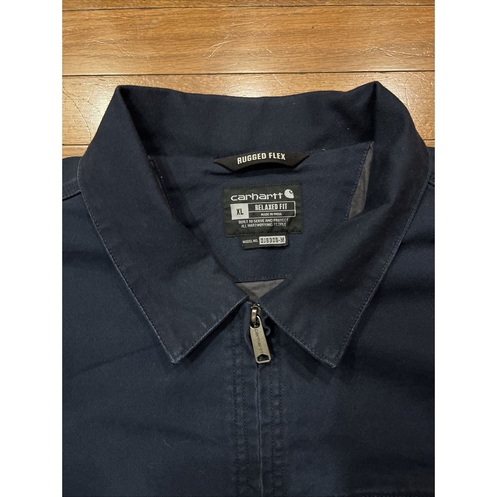 Carhartt Rugged Flex Jacket Mens XL Navy Blue OJ6306-M Relaxed Fit Workwear - Picture 6 of 16